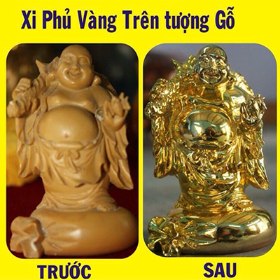 Tượng phật di lặc dát vàng tại Vina Gold Art