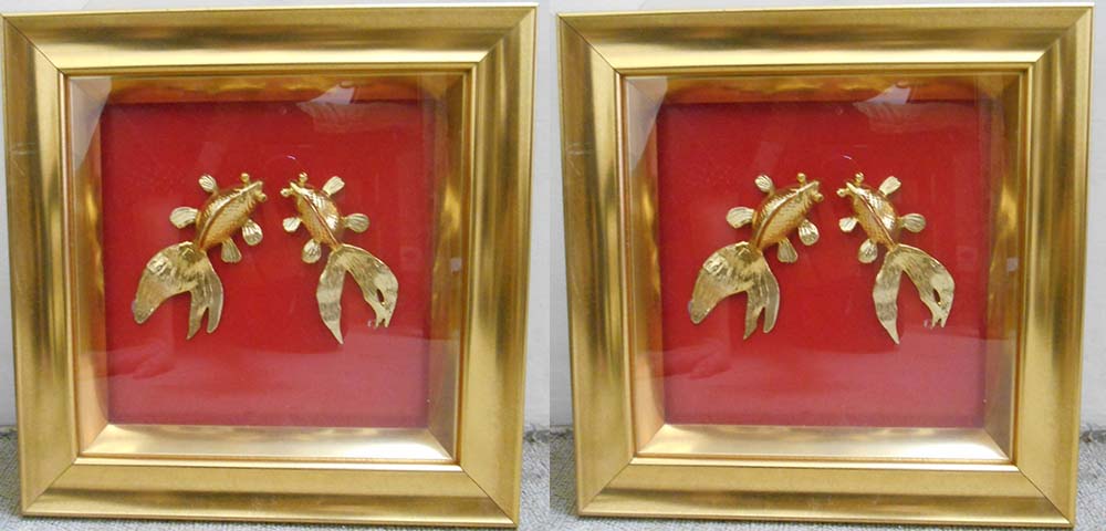 Tranh đôi cá mạ vàng tại Vina Gold Art