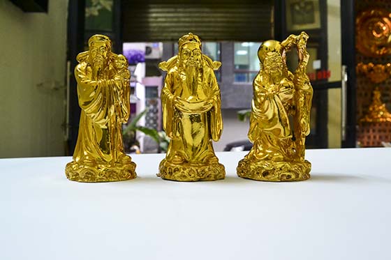 Tượng mạ vàng phúc lộc thọ - Vina Gold Art nhận chế tác và mạ vàng theo yêu cầu của khách hàng