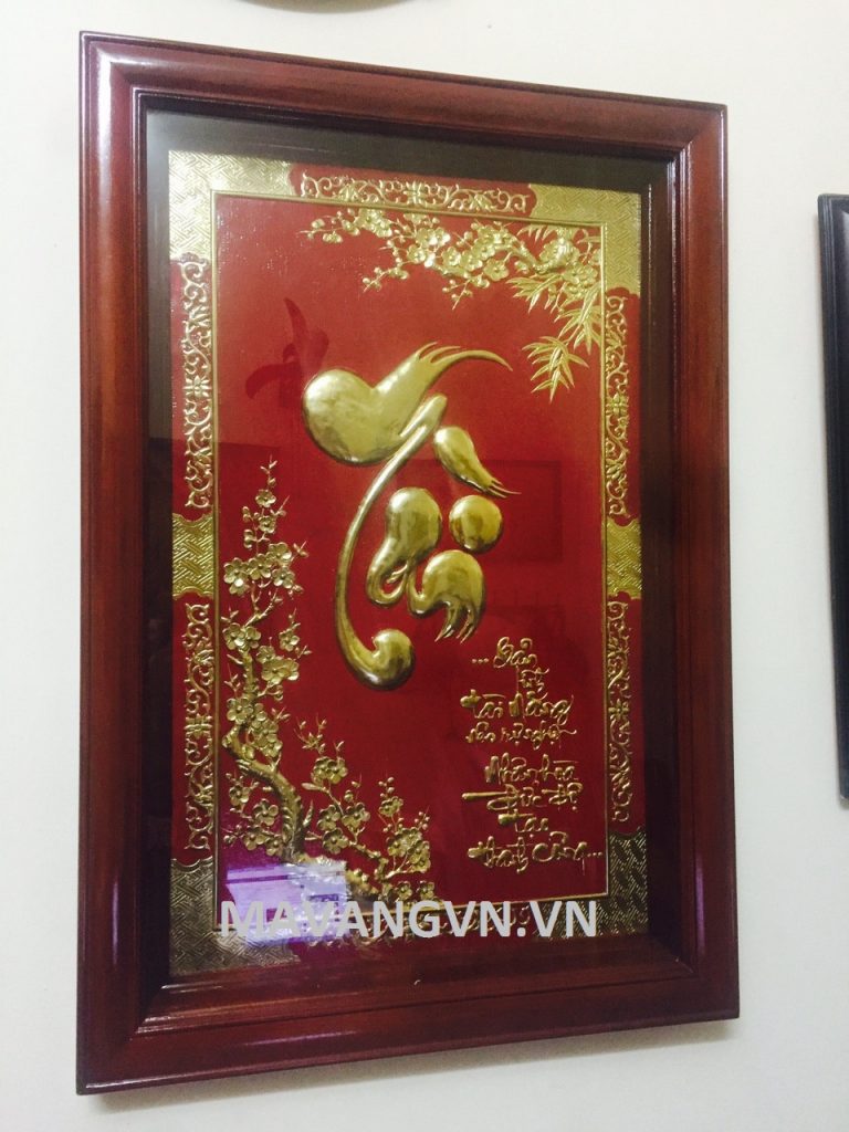 Tranh chu Tai thu phap ma vang 24k 4